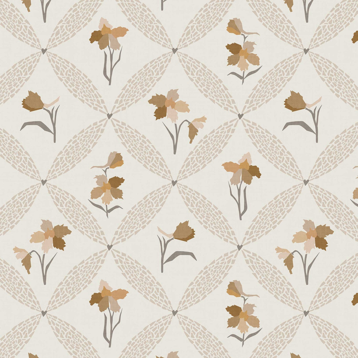 Closeup view of our  Delphinium Wallpaper in Neutral