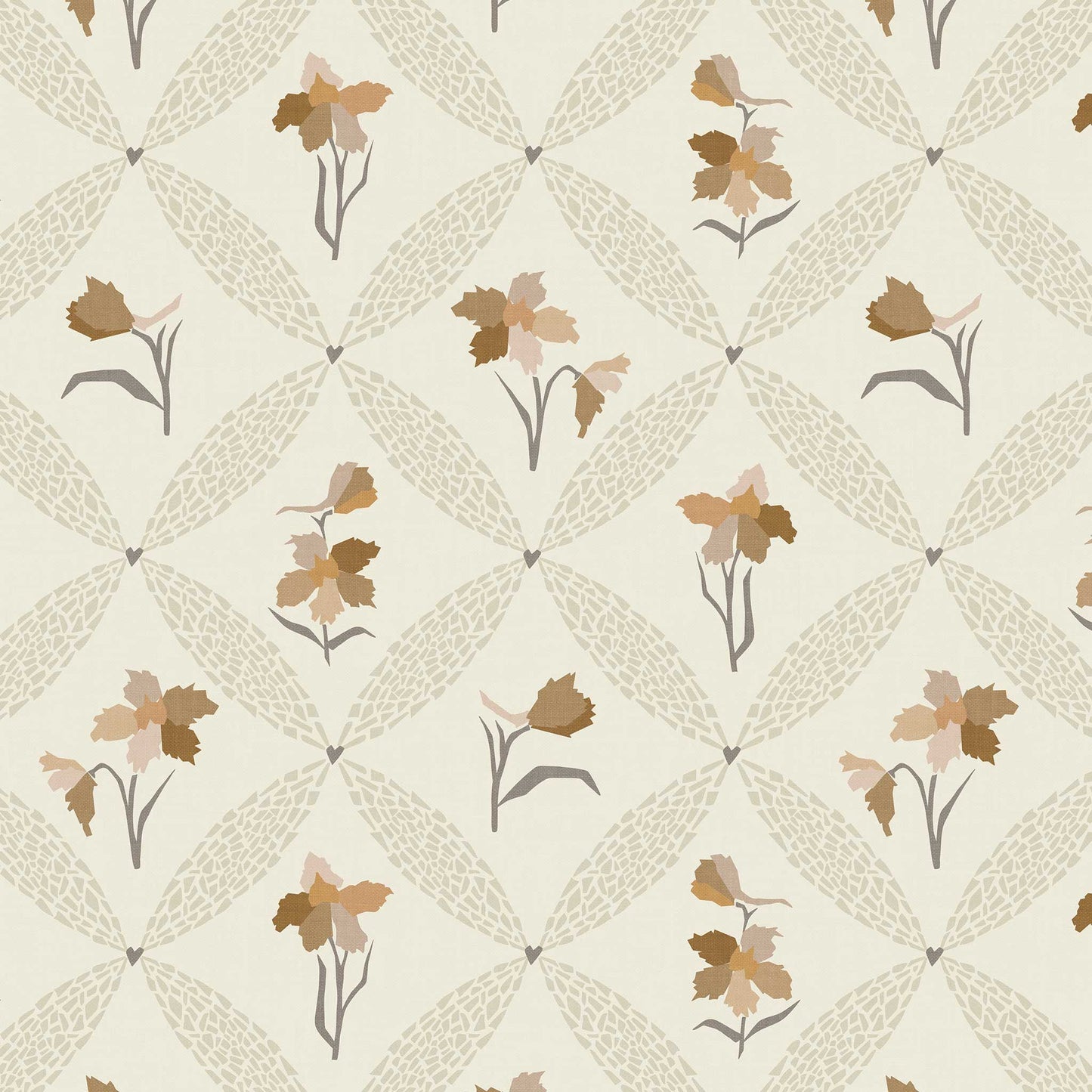 Closeup view of our Delphinium Wallpaper in Cream