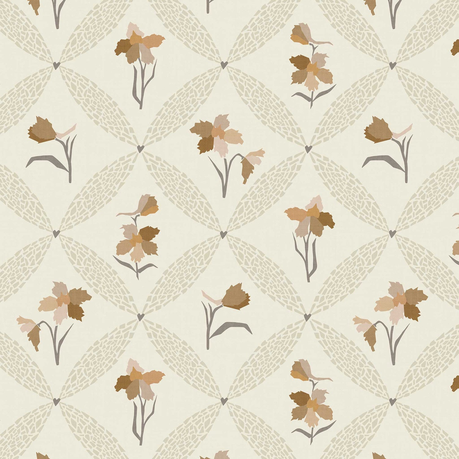 Closeup view of our Delphinium Wallpaper in Cream