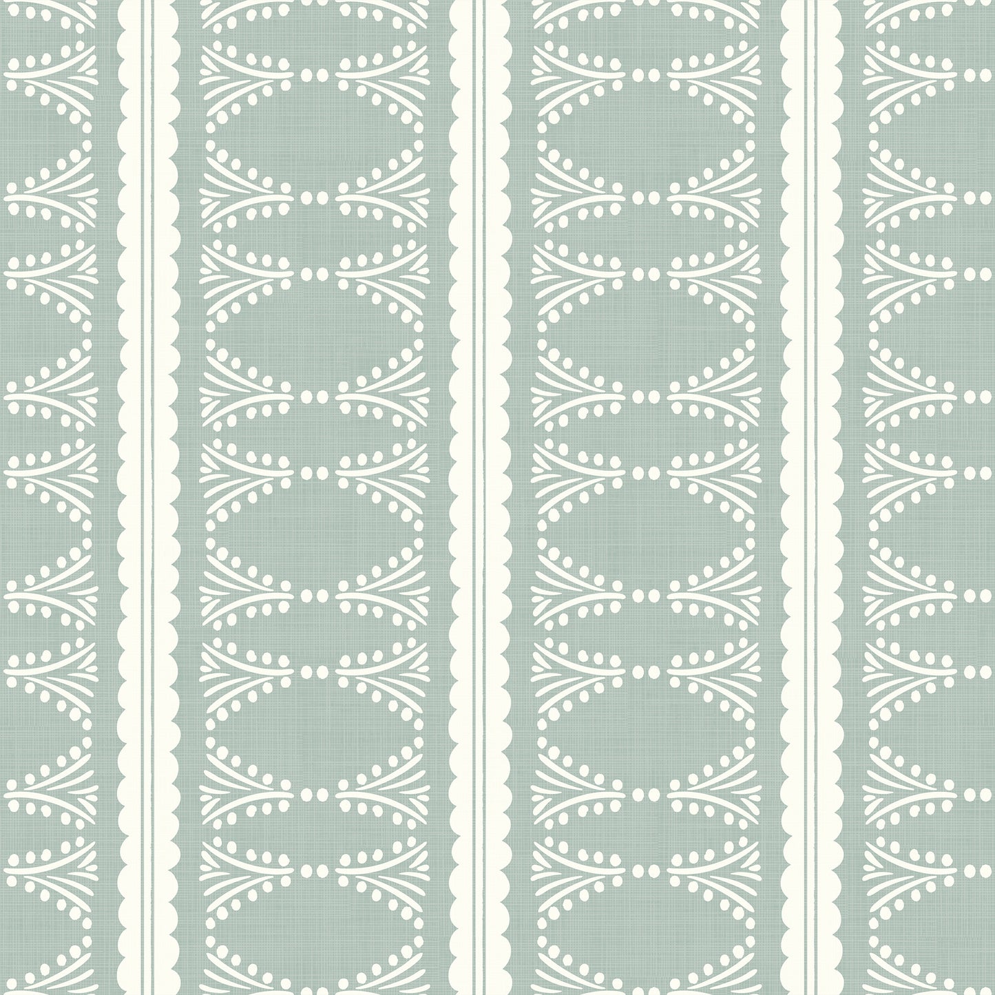 Scalloped Victorian Stripe Wallpaper in Coastal Blue shown close up.