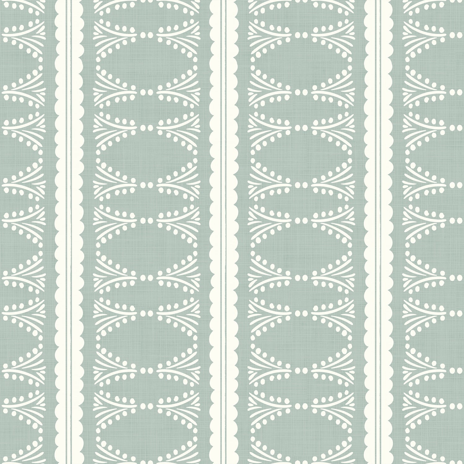 Scalloped Victorian Stripe Wallpaper in Coastal Blue shown close up.