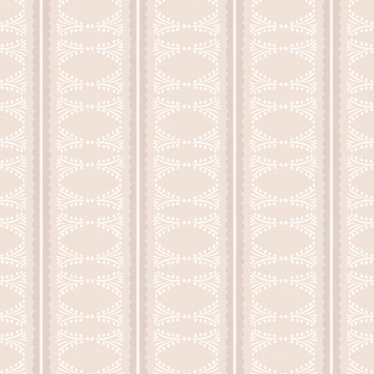 Scalloped Victorian Stripe Wallpaper in Pink shown close up.