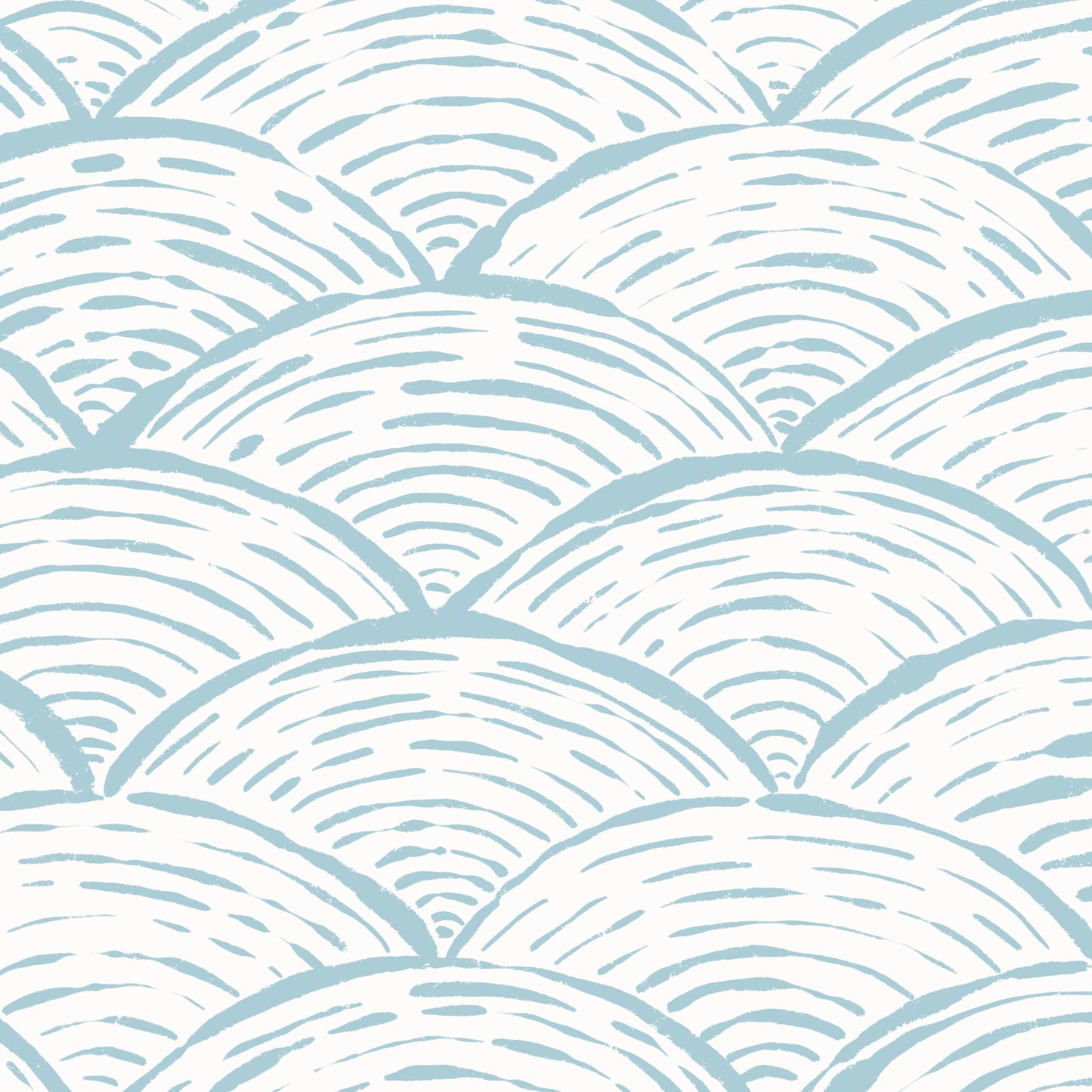 Scallops Wallpaper in Blue shown in a close up view.