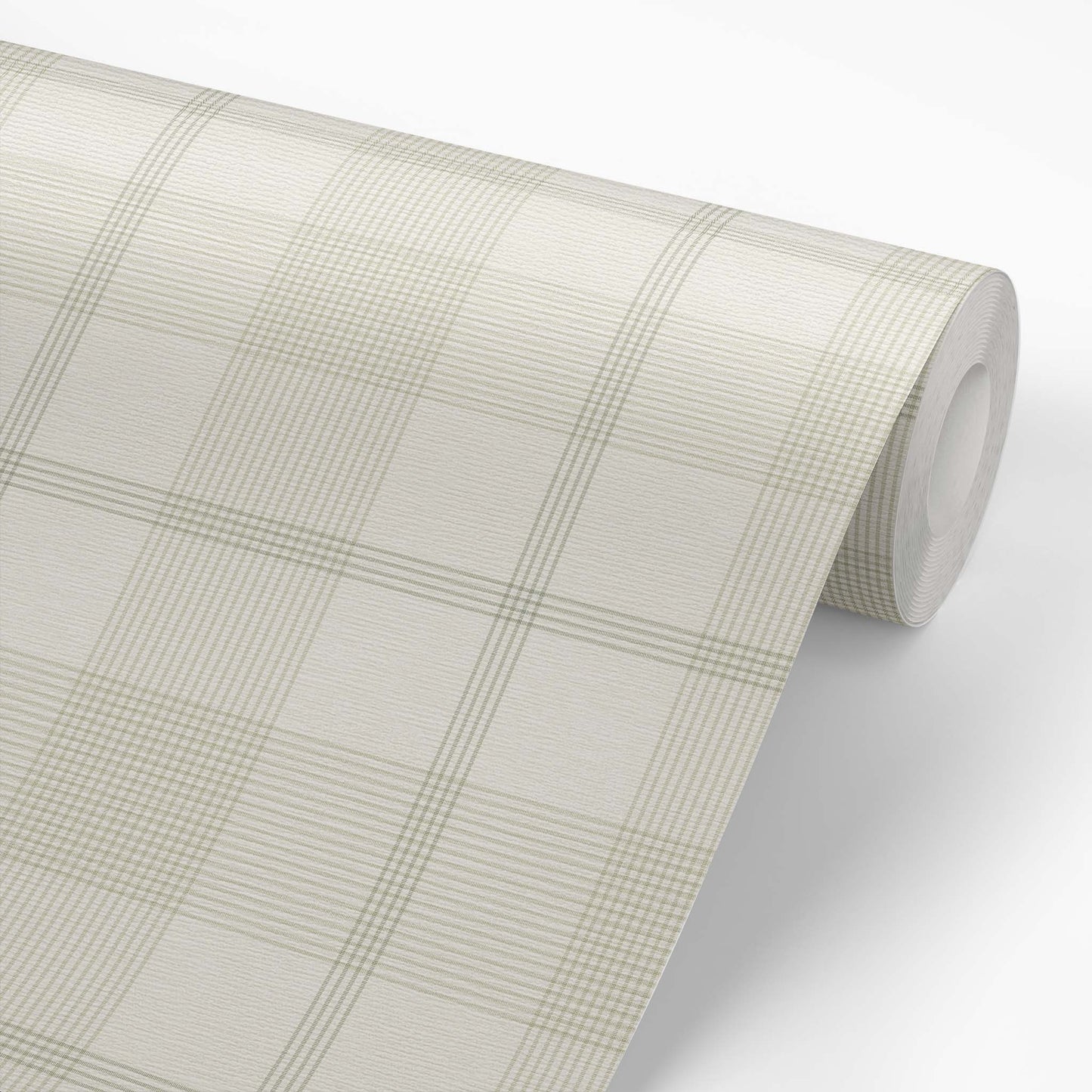 Roll of checkered wallpaper in sage