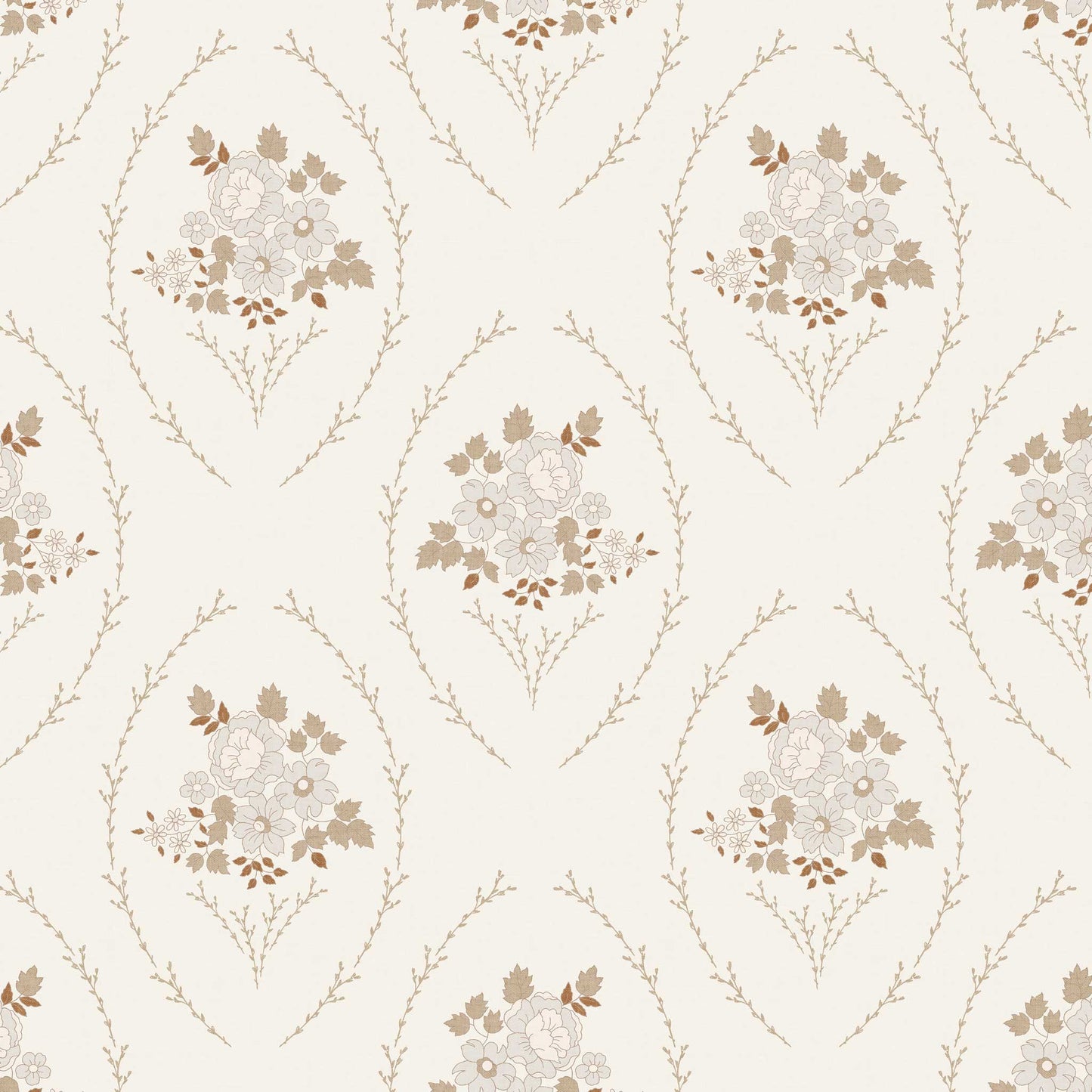 Closeup of our Farmhouse Blooms Wallpaper in Lace