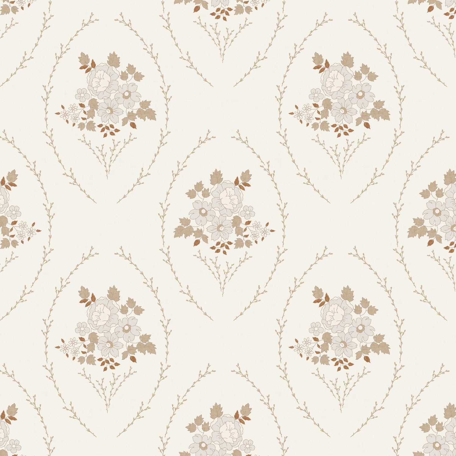 Closeup of our Farmhouse Blooms Wallpaper in Lace