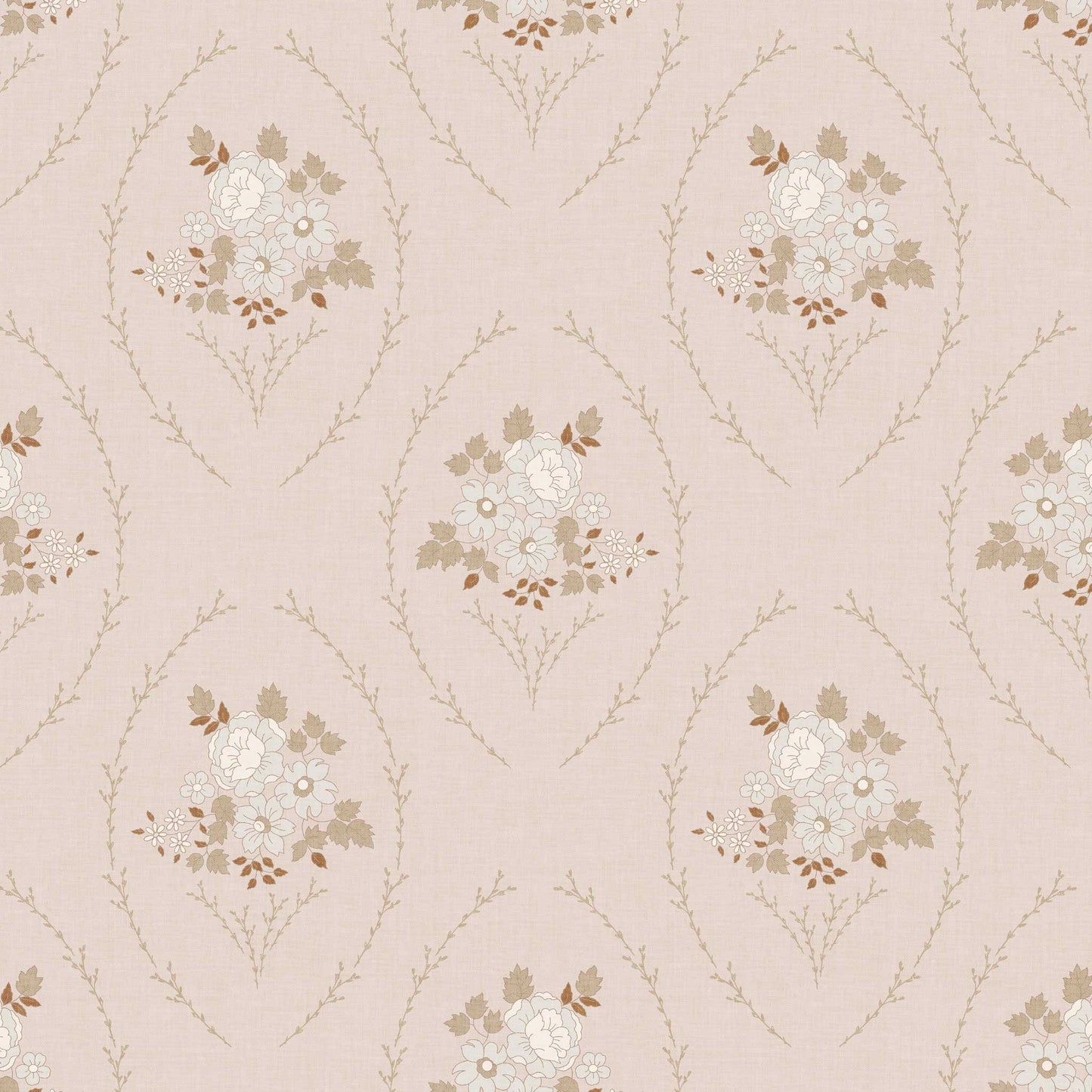 Closeup view of our Farmhouse Blooms Wallpaper in Soft Pink