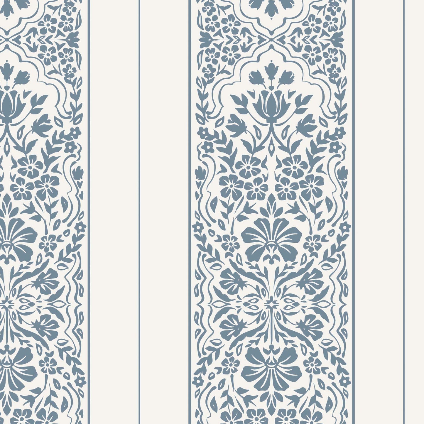 Decorative pattern with blue floral design on a white background