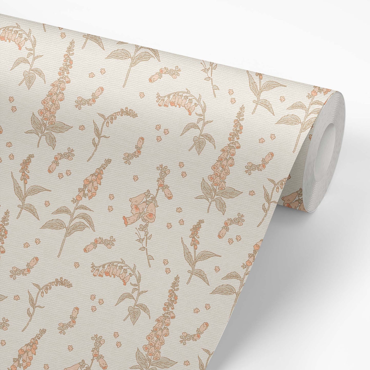 Enliven the spirit of any space with this gorgeous Foxgloves Wallpaper - Cream! Its delicate botanical design will bring a touch of feminine charm & character to your walls.