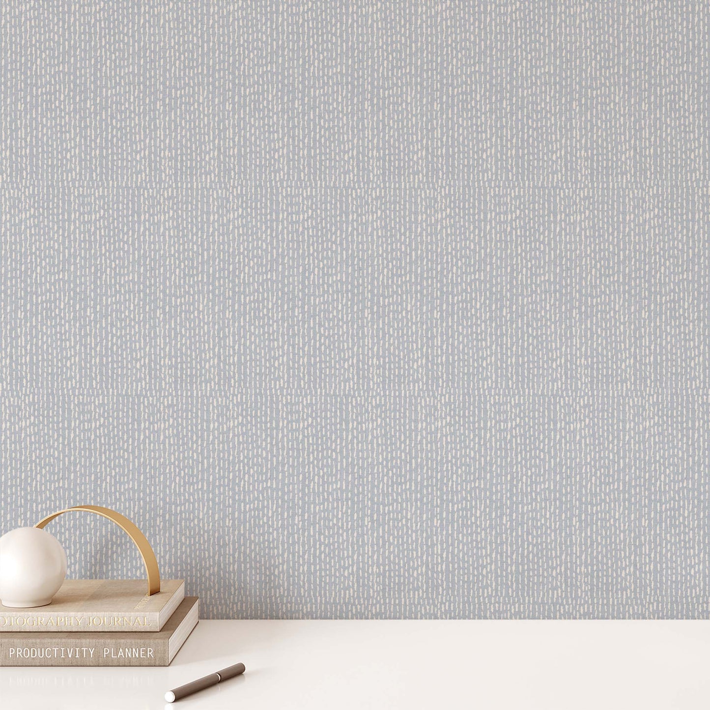 Freehand Dashes Wallpaper - Pale Blue