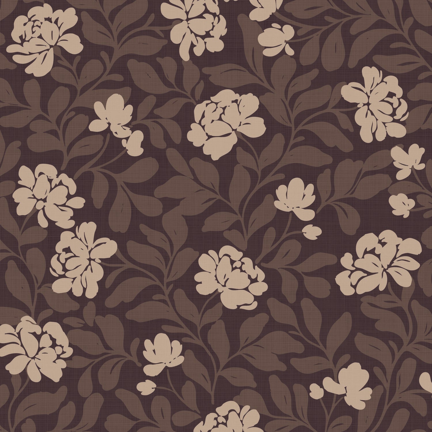 Peony Parade in Espresso shown close up.