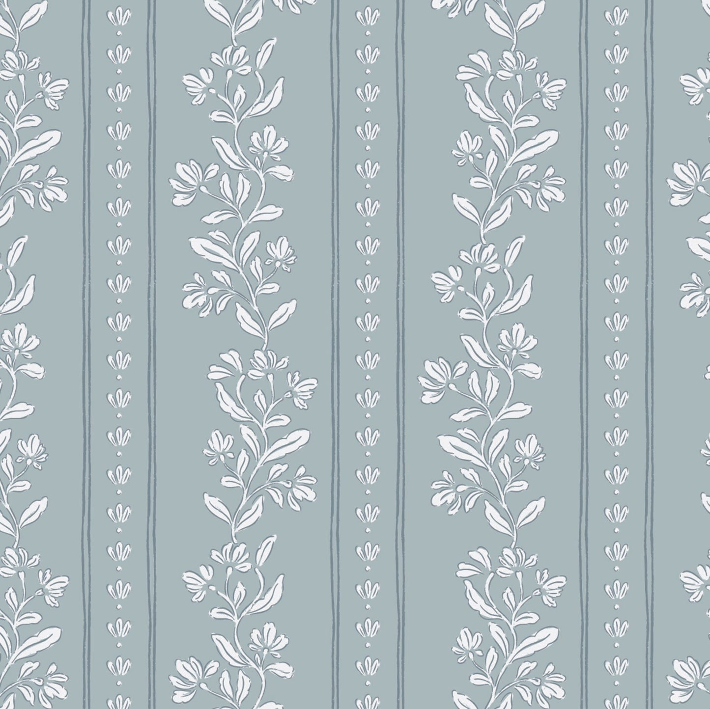 Striped Tulips Symphony Wallpaper in Cloud Blue shown close up.