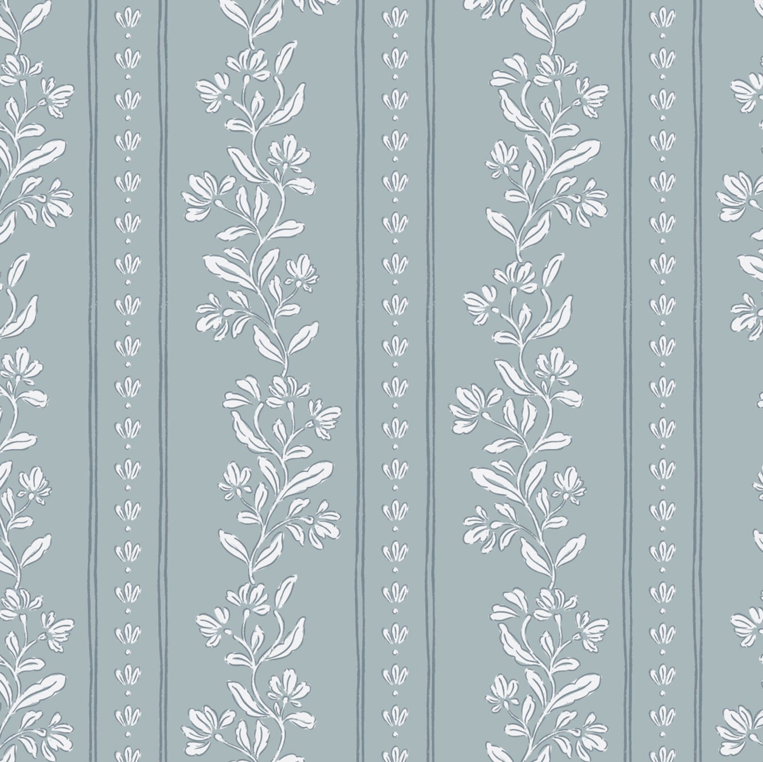 Striped Tulips Symphony Wallpaper in Cloud Blue shown close up.