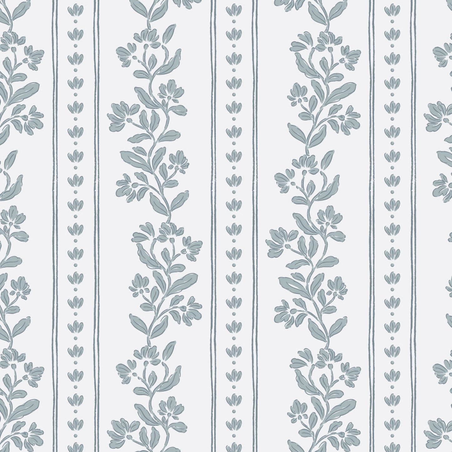 Striped Tulips Symphony Wallpaper in Sky Blue shown close up.