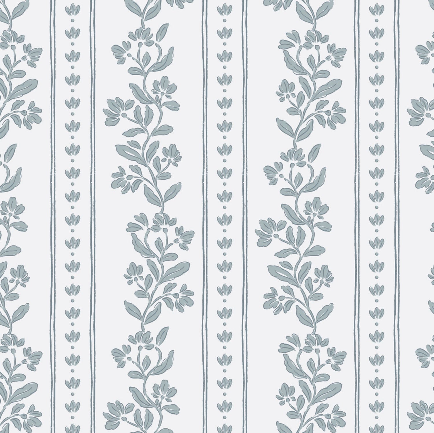 Striped Tulips Symphony Wallpaper in Sky Blue shown close up.