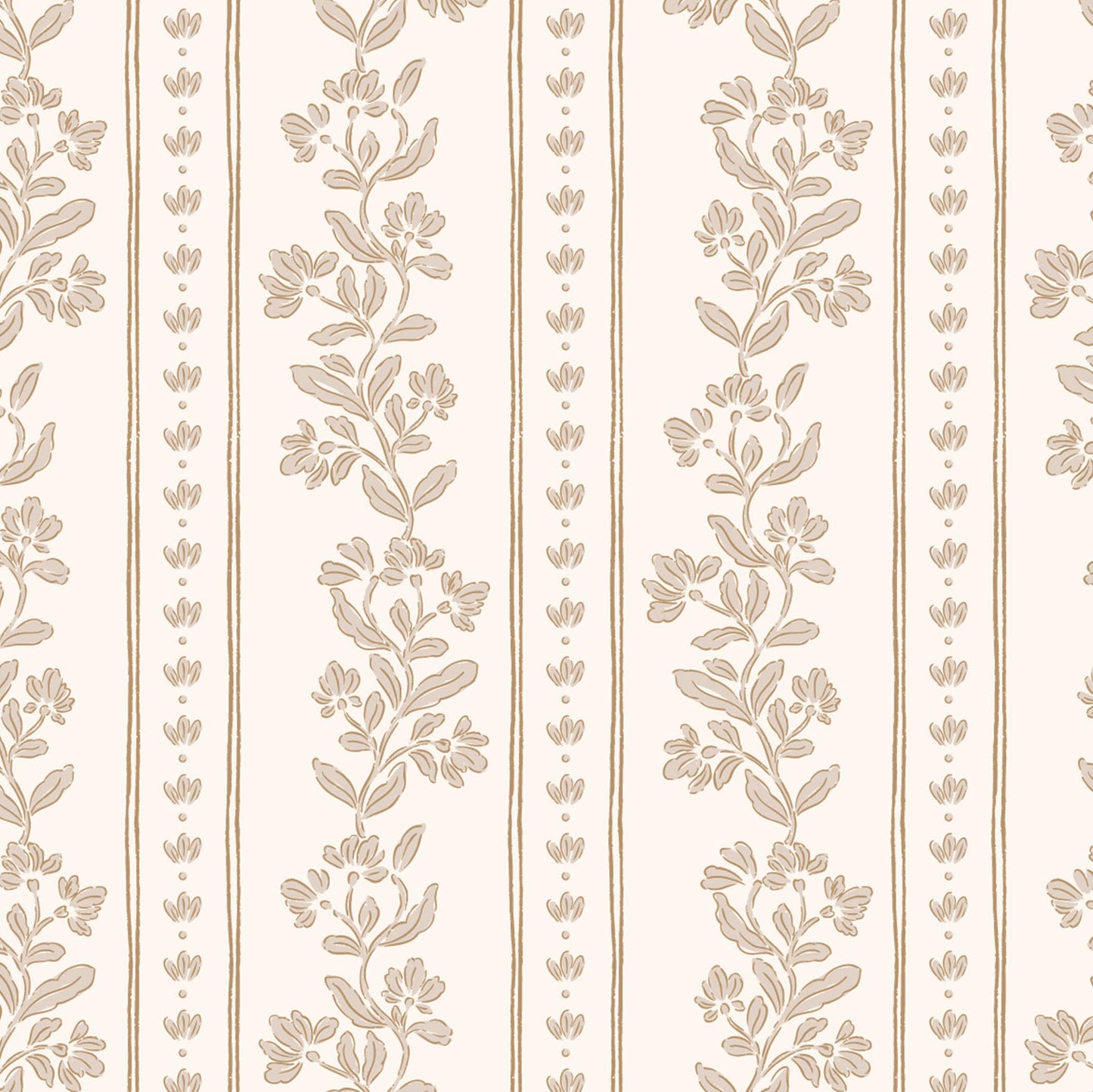 Striped Tulips Symphony Wallpaper in Tan shown close up.