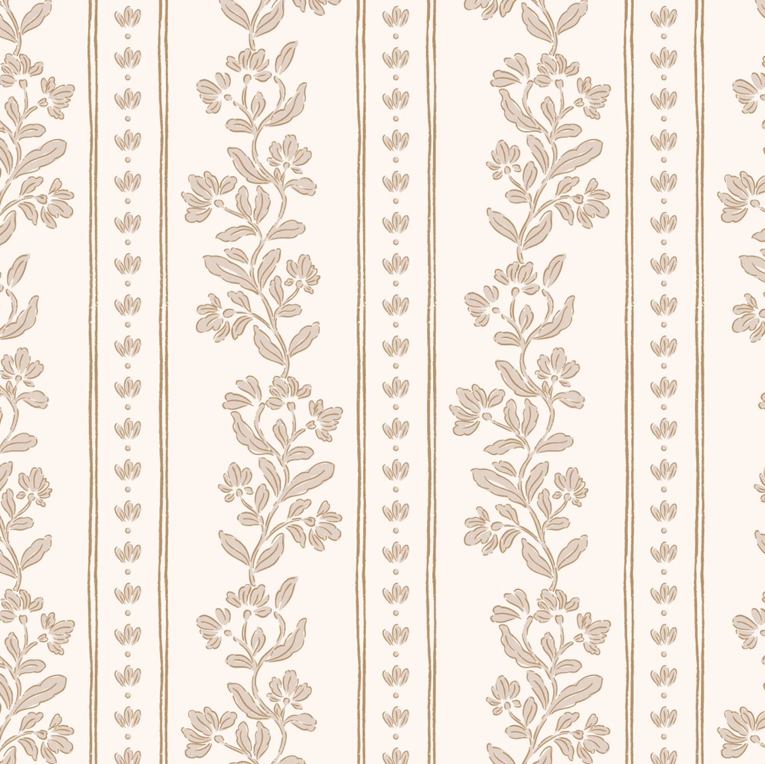 Striped Tulips Symphony Wallpaper in Tan shown close up.