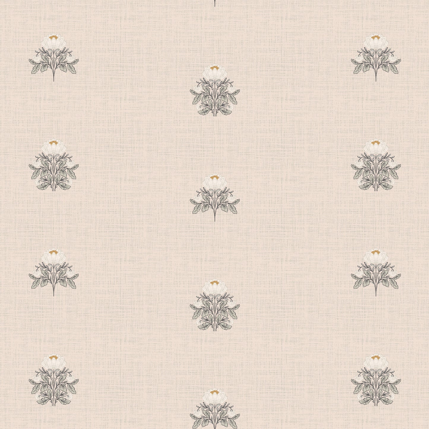 Floral Linework Toile Small Wallpaper in Neutral shown close up.