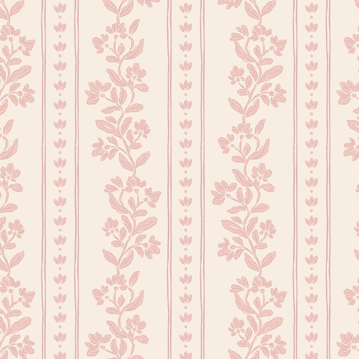 Striped Tulips Symphony Wallpaper in Pink shown close up.