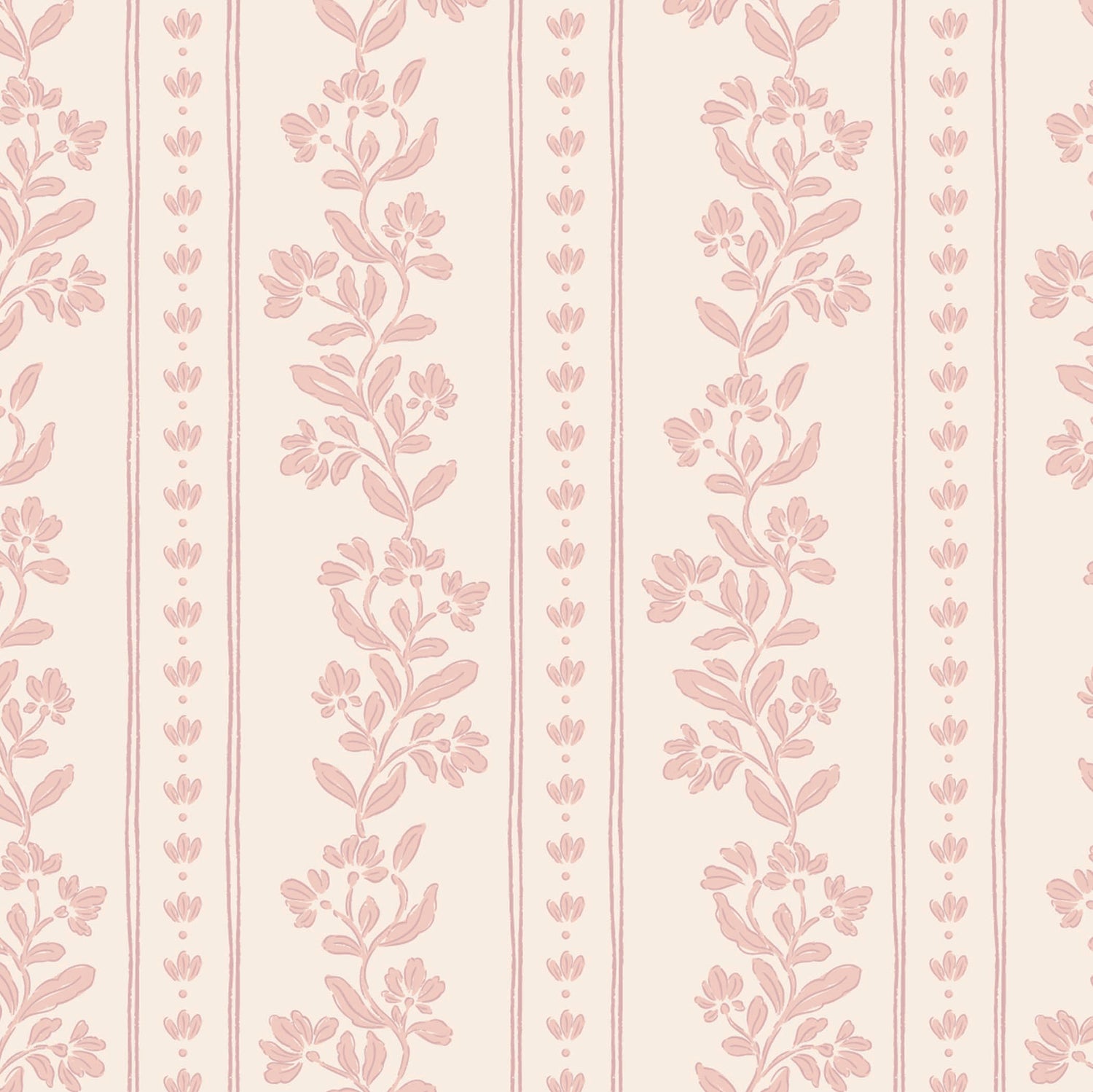 Striped Tulips Symphony Wallpaper in Pink shown close up.
