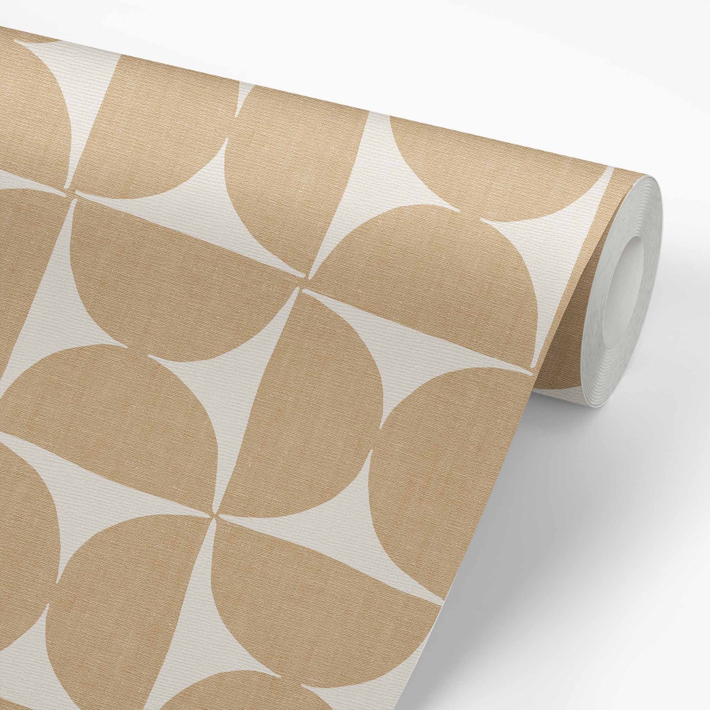 Half Circle Tile Wallpaper - Beige on Cream