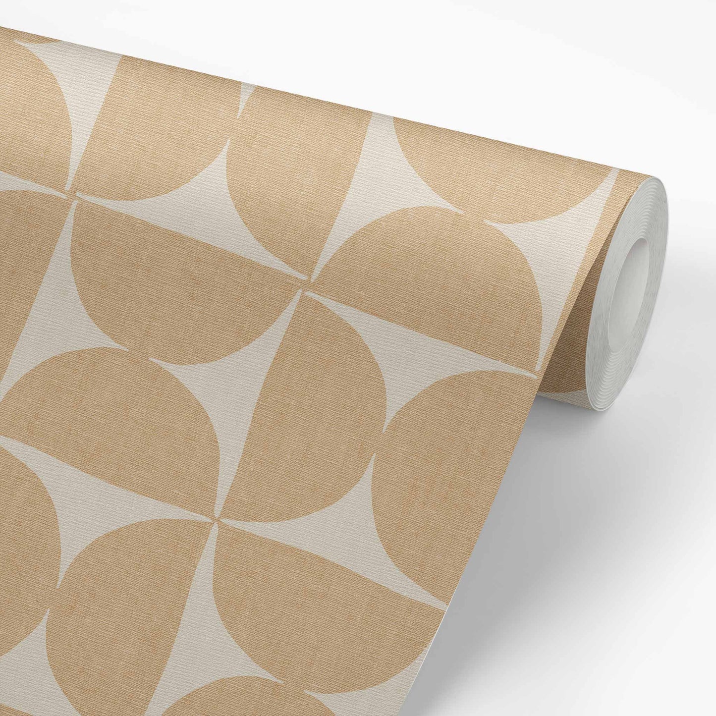 Get yourself these stylish Half Circle Tile Wallpapers for a unique wall decor solution. With its beige on tan design, these geometric wallpapers will easily liven up any room, making it look modern and chic.