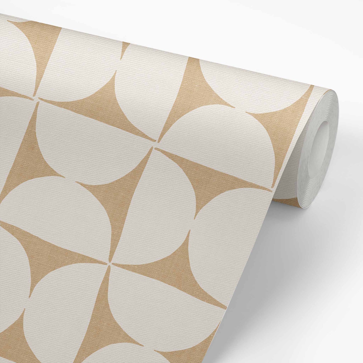 Half Circle Tile Wallpaper - Cream on Beige