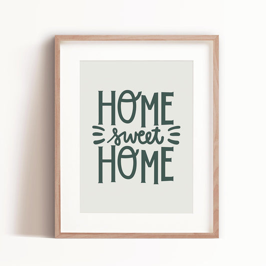 Home Sweet Home art print in Mint in a frame by artist Brenda Bird