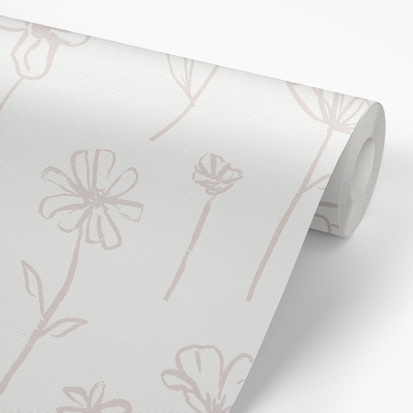 Wallpaper panel close up Nursery and Playroom featuring Lila's Floral Stems- a feminine dainty floral pattern