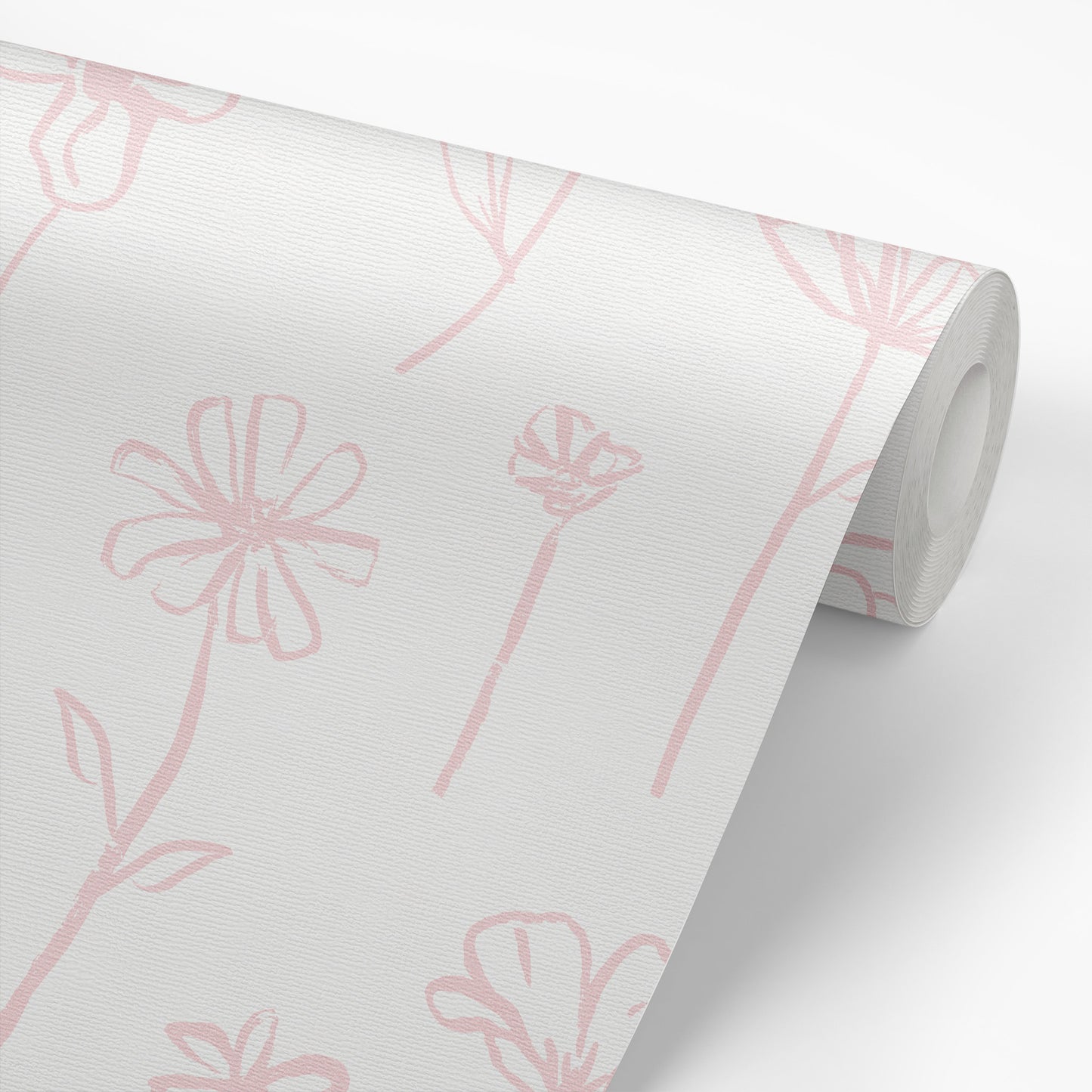 Wallpaper panel close up Nursery and Playroom featuring Lila's Floral Stems- a feminine dainty floral pattern
