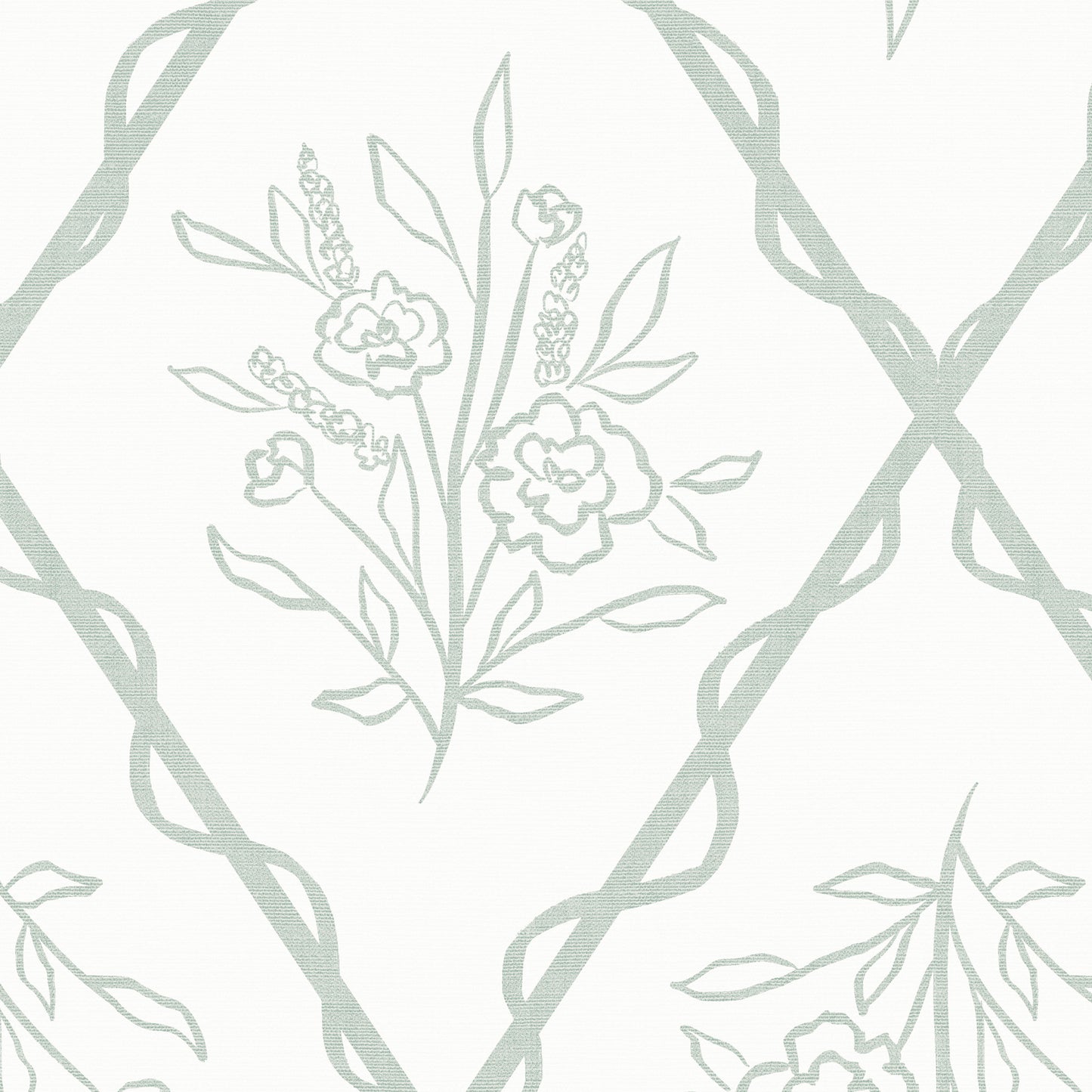 Close up Nursery Wallpaper featuring Jessica's Floral Trellis Wallpaper- a classic floral pattern