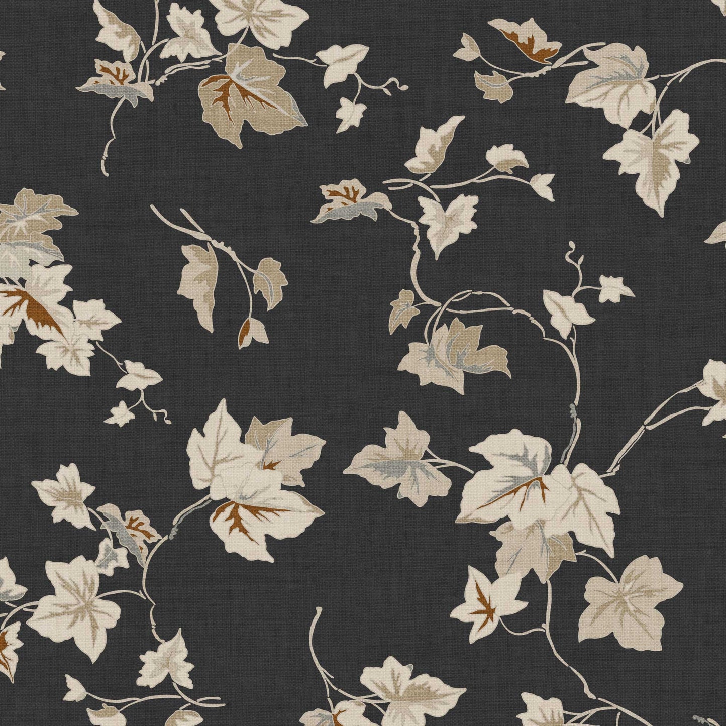closeup view of our Climbing Ivy Wallpaper in Ash