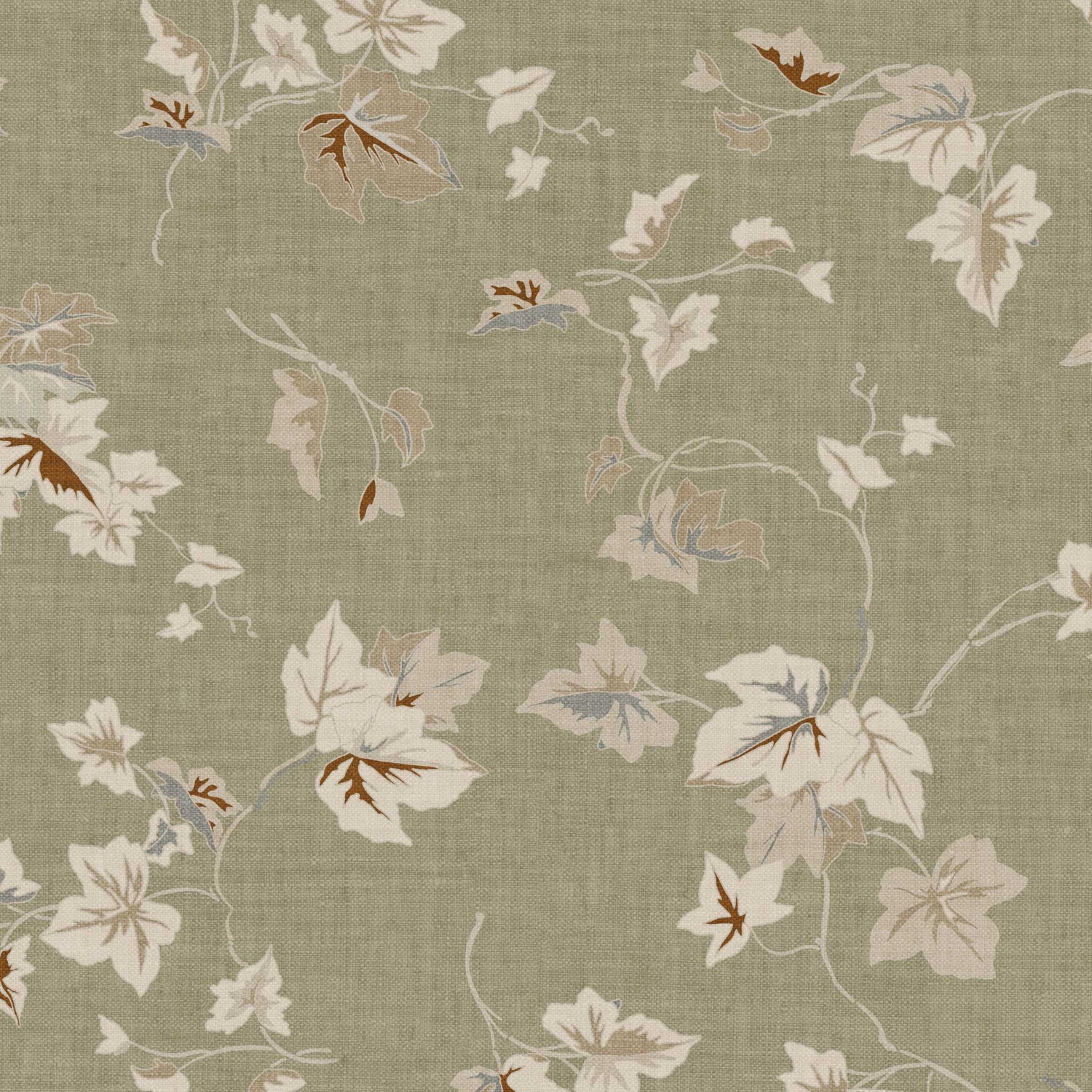 Closeup view of our Climbing Ivy Wallpaper in Olive Green