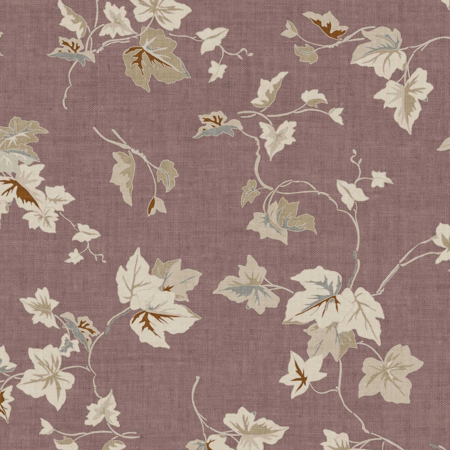 Closeup view of our Climbing Ivy Wallpaper in Old Burgundy