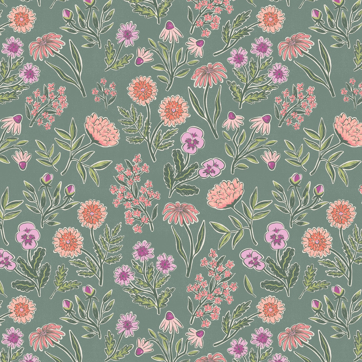 Lyla Floral Wallpaper - Jade