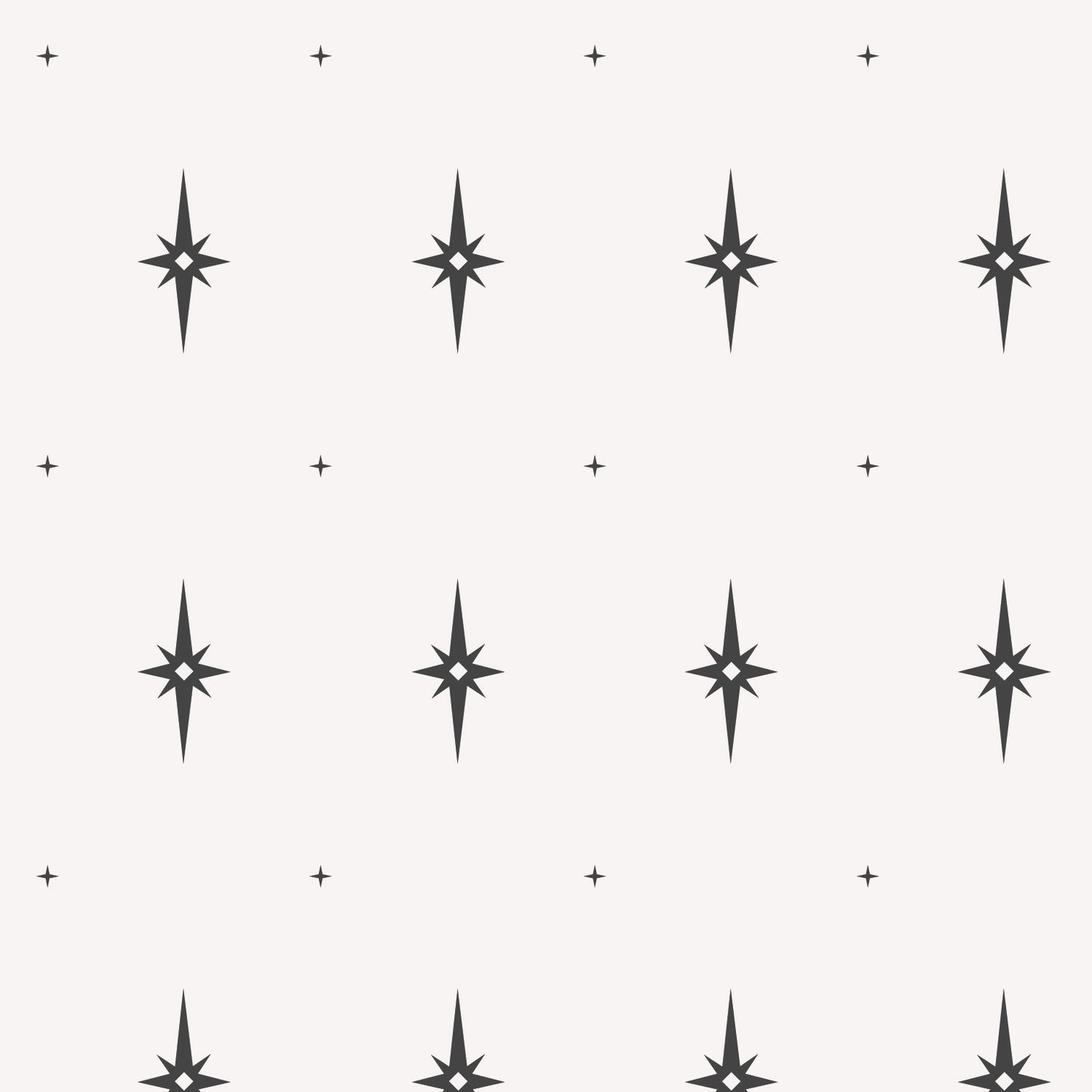 Pattern of charcoal black stars on a white background