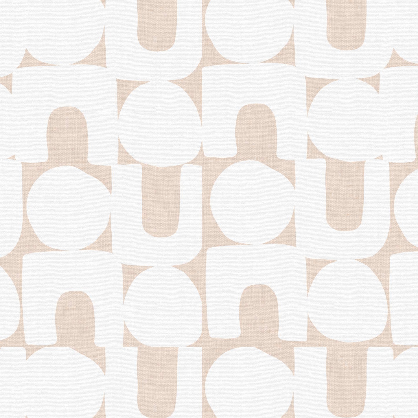 Modern Spheres and Arches Wallpaper in Soft Coral shown in a closeup view