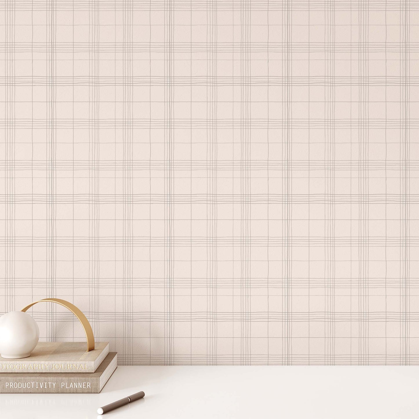 Office Wall featuring Off Grid Peel and Stick, Removable Wallpaper in Grey