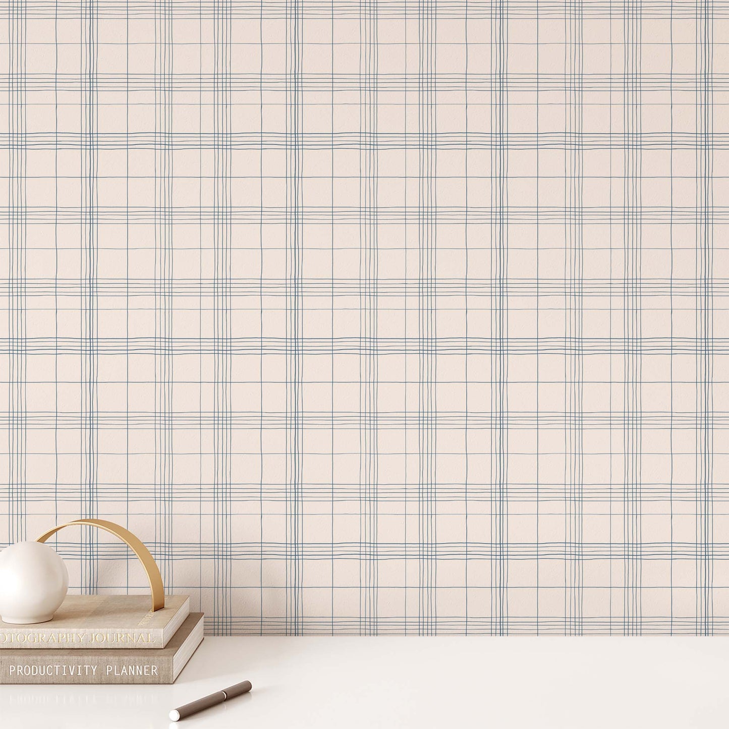 Office Wall featuring Off Grid Peel and Stick, Removable Wallpaper in Navy
