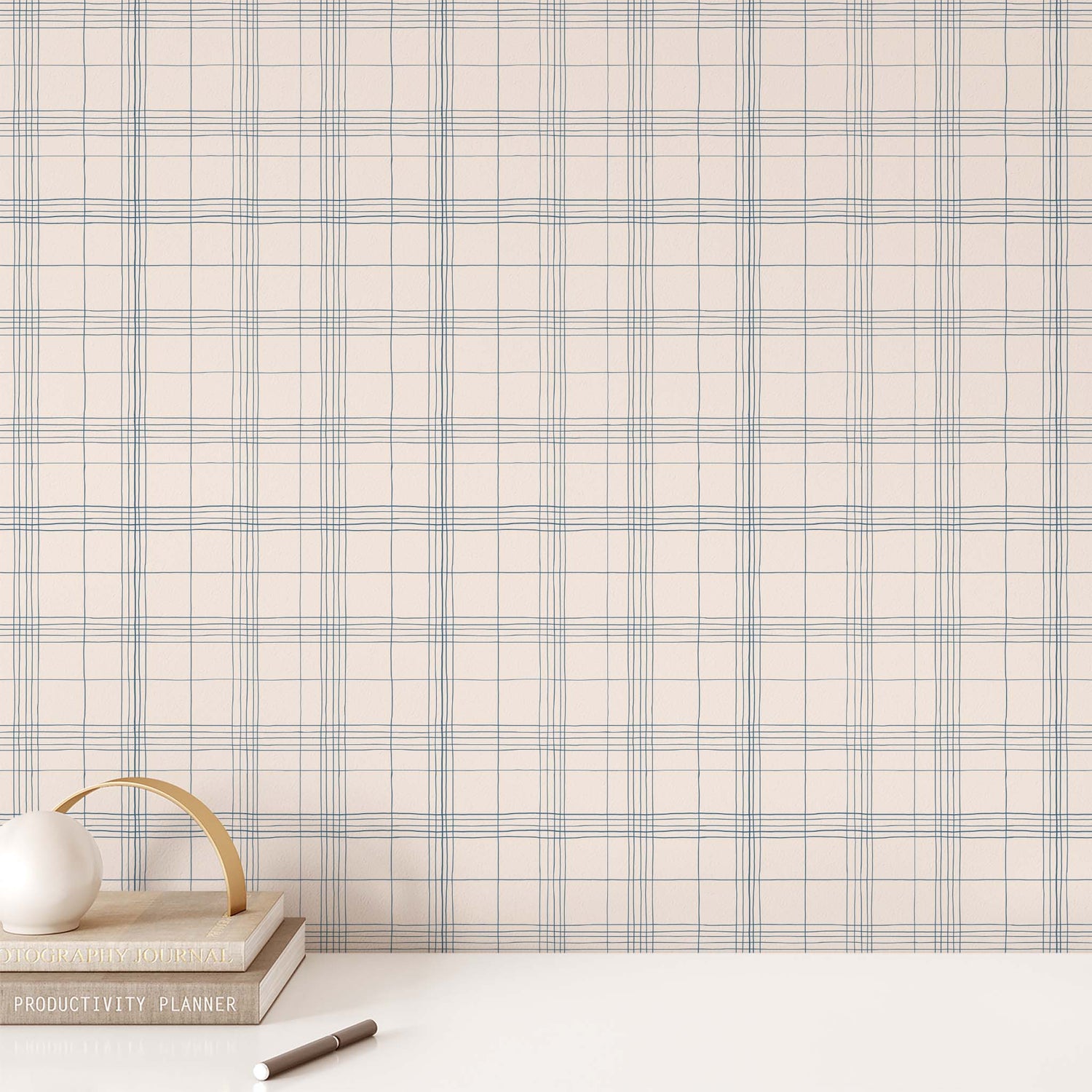 Office Wall featuring Off Grid Peel and Stick, Removable Wallpaper in Navy