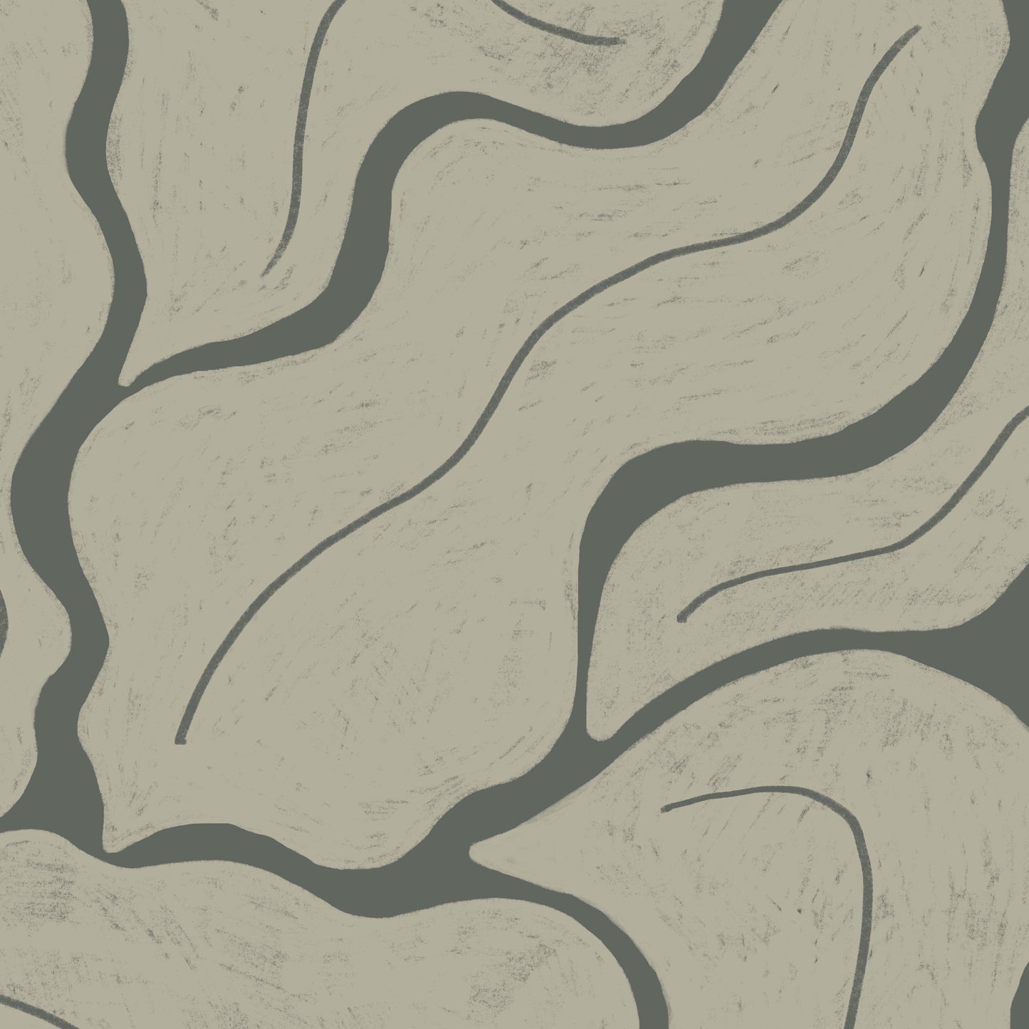 Closeup featuring our Modern Leaves Wallpaper in Sage by artist Brenda Bird for Ayara