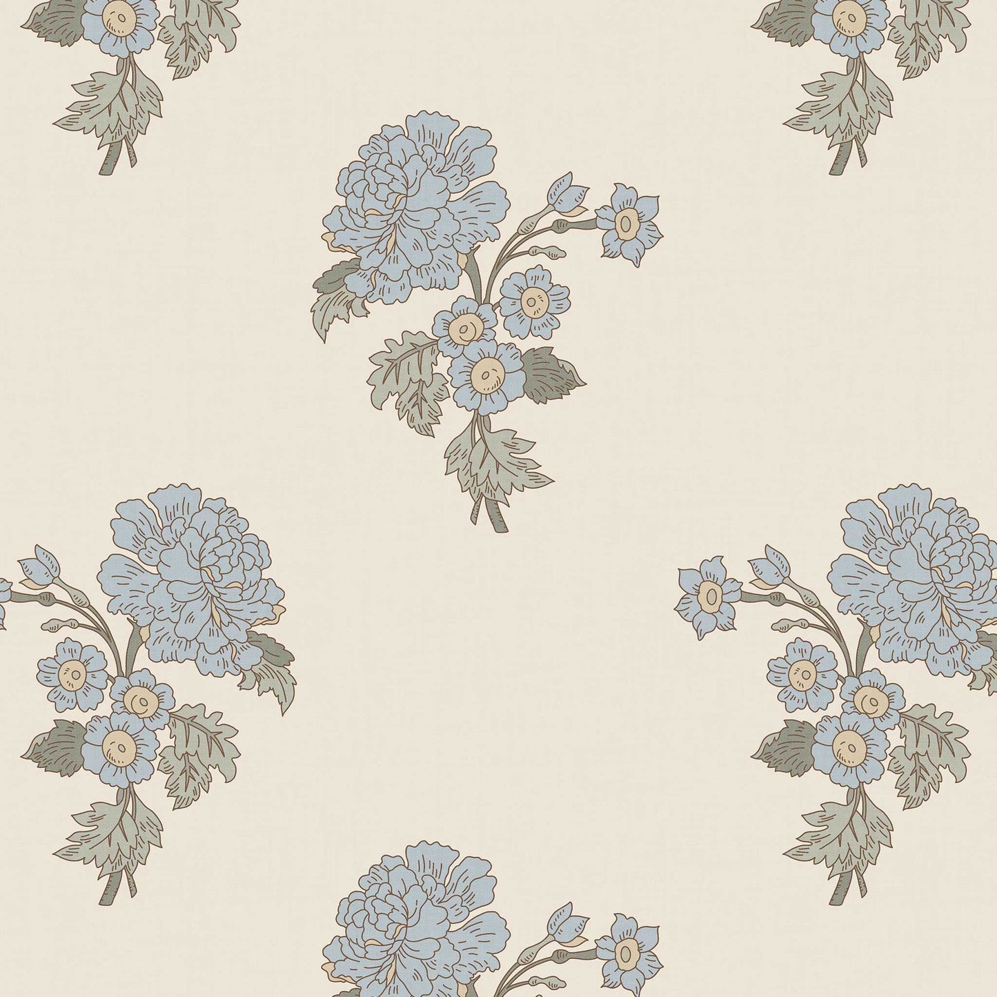 Foraged Peonies Wallpaper in Cream shown in a close up view