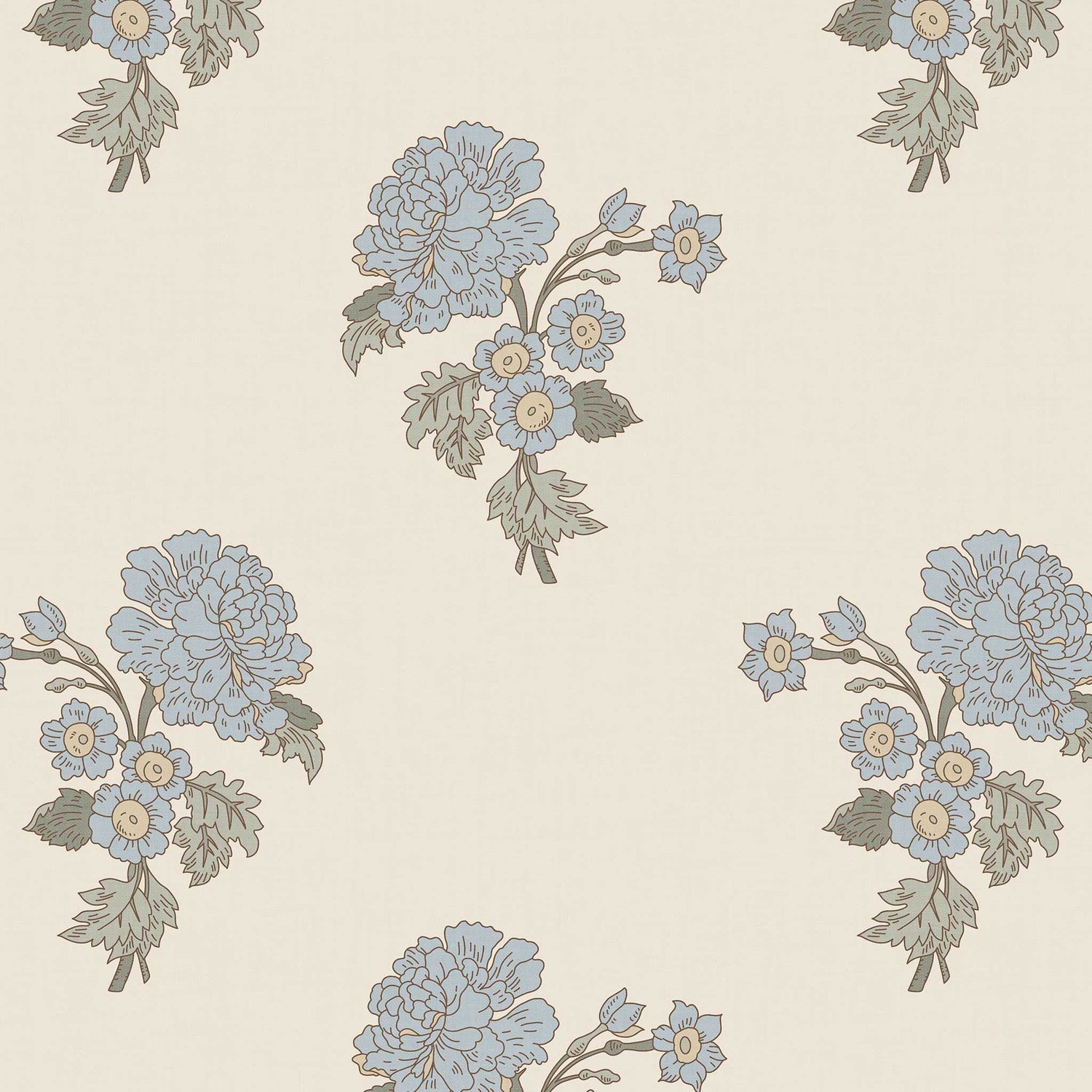 Foraged Peonies Wallpaper in Cream shown in a close up view