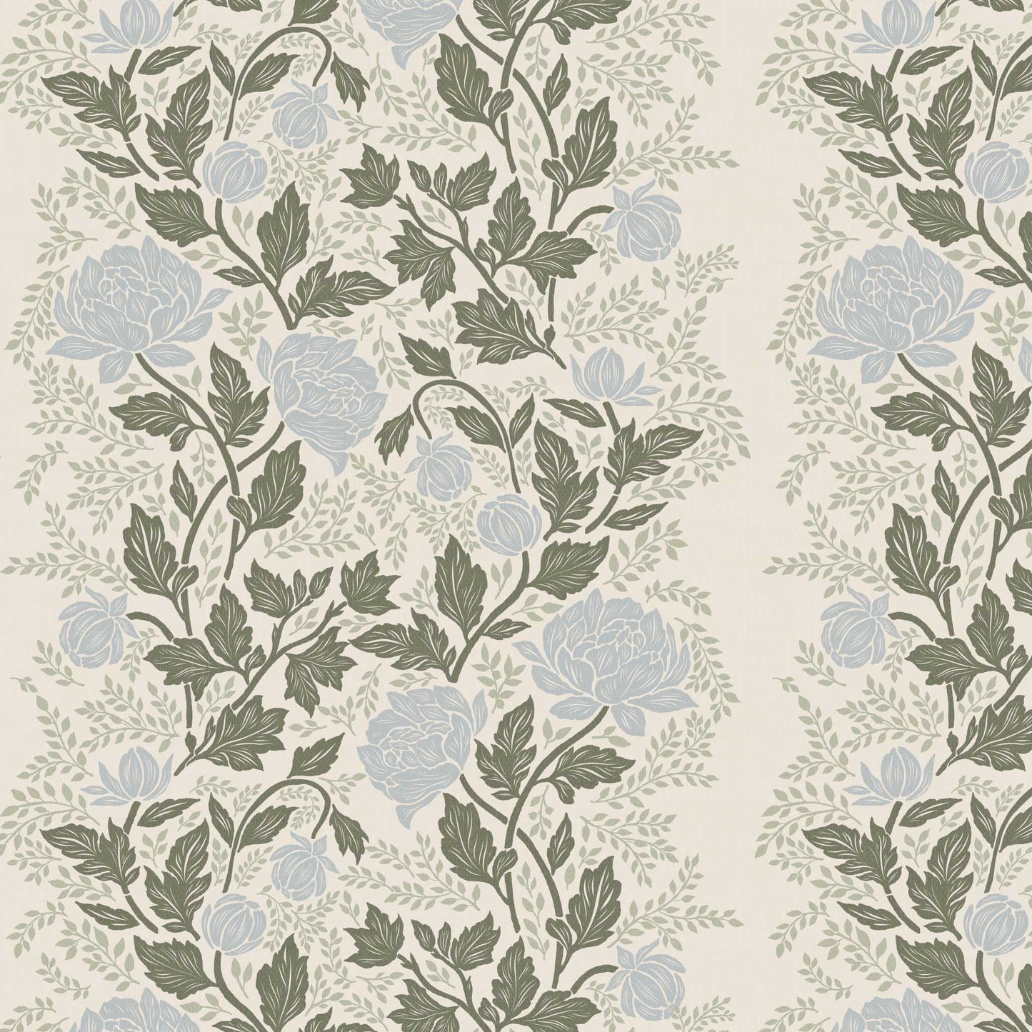 Peony Vines Wallpaper - Blue Buds