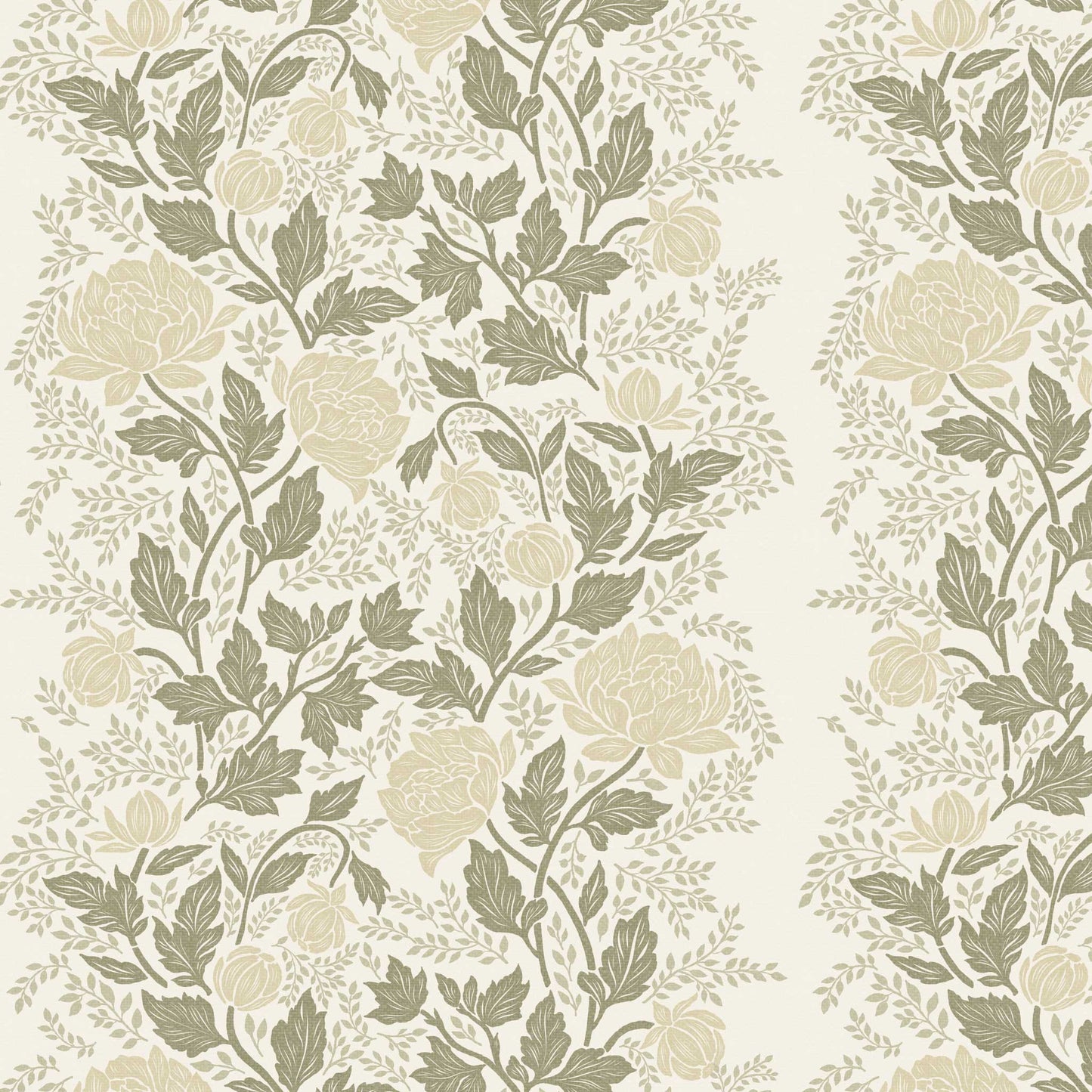 Closeup view of our Peony Vines Wallpaper in Soft Yellow Buds