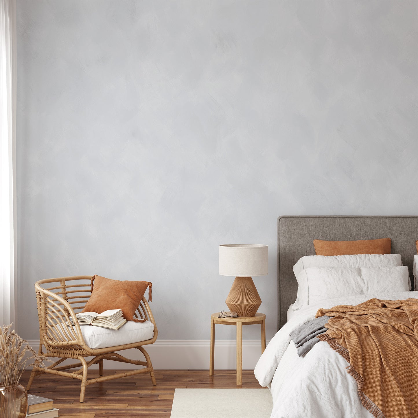 Limewash Wallpaper Mural - Gray Blue