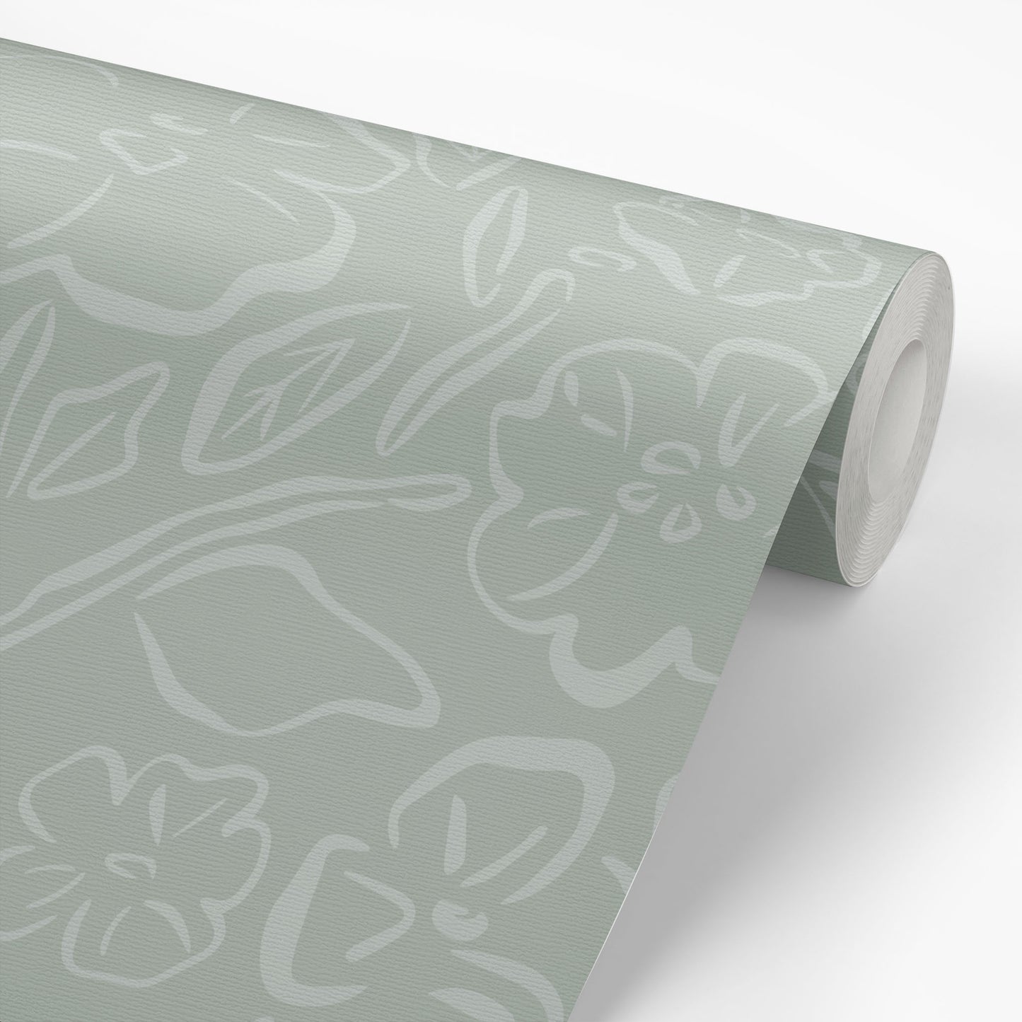 This Beverly Wallpaper in blue offers a stylish and feminine touch with its delicate floral design shown on a wallpaper roll.