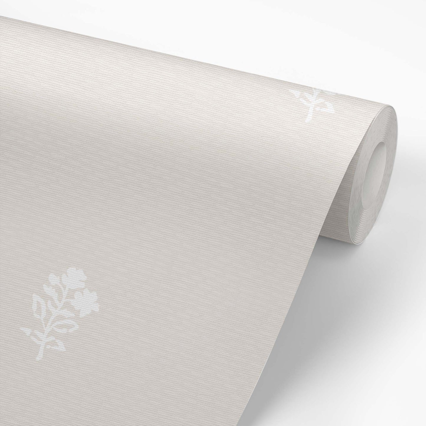 Newbury Wallpaper - White on Taupe