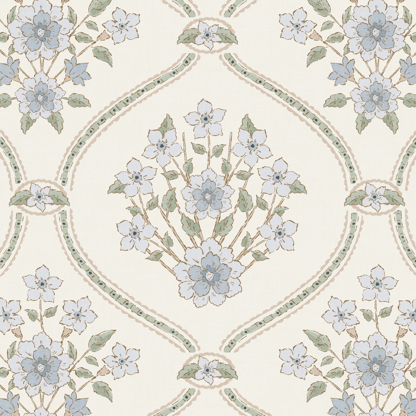 Closeup view of our Romantic Trellis Wallpaper in Creamy Lace