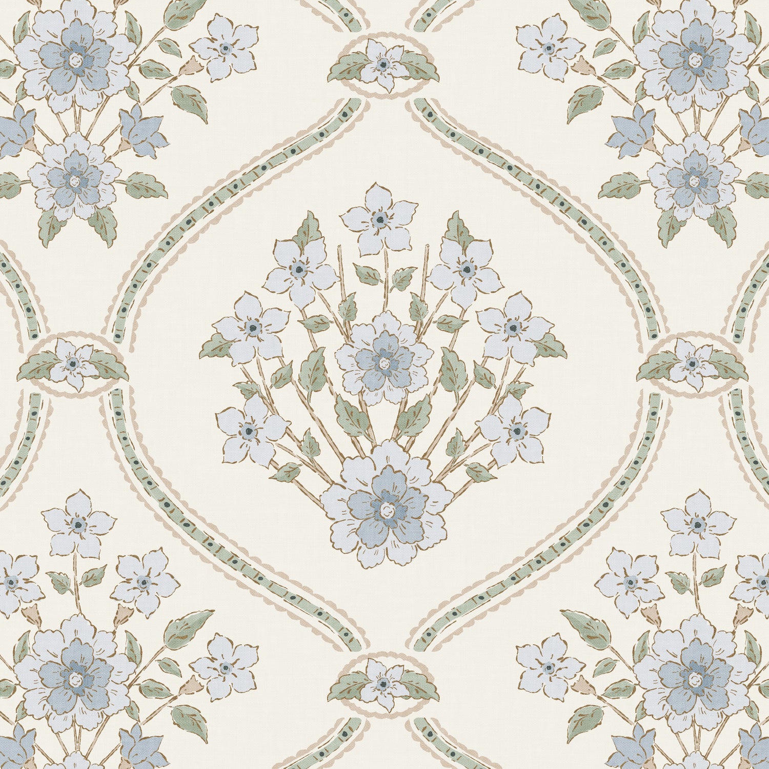 Closeup view of our Romantic Trellis Wallpaper in Creamy Lace